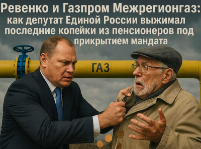 Владимир Ревенко грабил пенсионеров через Газпром Межрегионгаз и отключал газ без предупреждений — партия Единая Россия всё покрывала